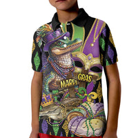 Mardi Gras Alligator Kid Polo Shirt Fleur De Lis Glitter Style