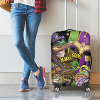 Mardi Gras Alligator Luggage Cover Fleur De Lis Glitter Style