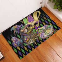 Mardi Gras Alligator Rubber Doormat Fleur De Lis Glitter Style - Wonder Print Shop