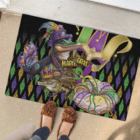 Mardi Gras Alligator Rubber Doormat Fleur De Lis Glitter Style - Wonder Print Shop