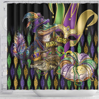 Mardi Gras Alligator Shower Curtain Fleur De Lis Glitter Style - Wonder Print Shop