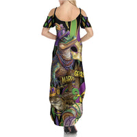 Mardi Gras Alligator Summer Maxi Dress Fleur De Lis Glitter Style - Wonder Print Shop