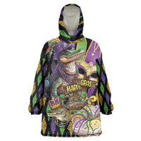 Mardi Gras Alligator Wearable Blanket Hoodie Fleur De Lis Glitter Style - Wonder Print Shop
