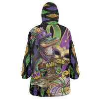 Mardi Gras Alligator Wearable Blanket Hoodie Fleur De Lis Glitter Style - Wonder Print Shop