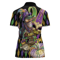 Mardi Gras Alligator Women Polo Shirt Fleur De Lis Glitter Style - Wonder Print Shop