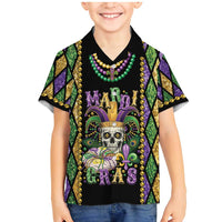 Mardi Gras Skull Family Matching Mermaid Dress and Hawaiian Shirt Beads Fleur De Lis