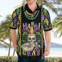 Mardi Gras Skull Hawaiian Shirt Beads Fleur De Lis