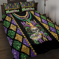 Mardi Gras Skull Quilt Bed Set Beads Fleur De Lis - Wonder Print Shop