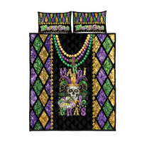 Mardi Gras Skull Quilt Bed Set Beads Fleur De Lis - Wonder Print Shop