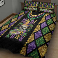 Mardi Gras Skull Quilt Bed Set Beads Fleur De Lis - Wonder Print Shop
