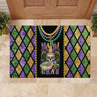 Mardi Gras Skull Rubber Doormat Beads Fleur De Lis - Wonder Print Shop