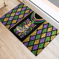 Mardi Gras Skull Rubber Doormat Beads Fleur De Lis - Wonder Print Shop