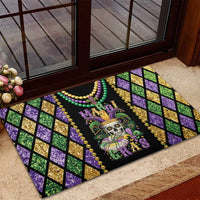 Mardi Gras Skull Rubber Doormat Beads Fleur De Lis - Wonder Print Shop