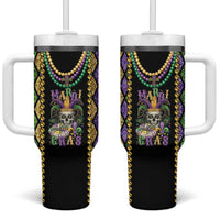 Mardi Gras Skull Tumbler With Handle Beads Fleur De Lis - Wonder Print Shop