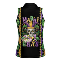Mardi Gras Skull Women Sleeveless Polo Shirt Beads Fleur De Lis - Wonder Print Shop