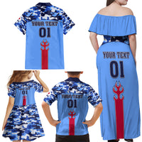 Japan Football Family Matching Off Shoulder Maxi Dress and Hawaiian Shirt Come On Samurai Blue - Wonder Print Shop