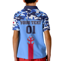 Japan Football Kid Polo Shirt Come On Samurai Blue - Wonder Print Shop