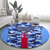 Japan Football Round Carpet Come On Samurai Blue