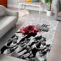 Kentucky Horse Racing Happy 151st Anniversary Area Rug Silhouette Girl Derby Hat With Rose LT01