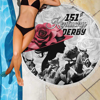 Kentucky Horse Racing Happy 151st Anniversary Beach Blanket Silhouette Girl Derby Hat With Rose LT01