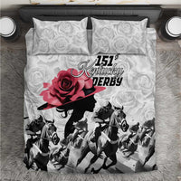Kentucky Horse Racing Happy 151st Anniversary Bedding Set Silhouette Girl Derby Hat With Rose LT01