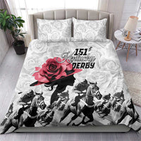 Kentucky Horse Racing Happy 151st Anniversary Bedding Set Silhouette Girl Derby Hat With Rose LT01