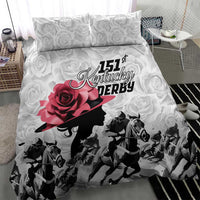 Kentucky Horse Racing Happy 151st Anniversary Bedding Set Silhouette Girl Derby Hat With Rose LT01