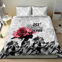 Kentucky Horse Racing Happy 151st Anniversary Bedding Set Silhouette Girl Derby Hat With Rose LT01