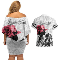 Kentucky Horse Racing Happy 151st Anniversary Couples Matching Off Shoulder Short Dress and Hawaiian Shirt Silhouette Girl Derby Hat With Rose LT01