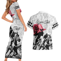 Kentucky Horse Racing Happy 151st Anniversary Couples Matching Short Sleeve Bodycon Dress and Hawaiian Shirt Silhouette Girl Derby Hat With Rose LT01