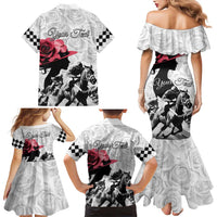 Kentucky Horse Racing Happy 151st Anniversary Family Matching Mermaid Dress and Hawaiian Shirt Silhouette Girl Derby Hat With Rose LT01