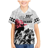 Kentucky Horse Racing Happy 151st Anniversary Family Matching Mermaid Dress and Hawaiian Shirt Silhouette Girl Derby Hat With Rose LT01