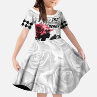 Kentucky Horse Racing Happy 151st Anniversary Family Matching Puletasi and Hawaiian Shirt Silhouette Girl Derby Hat With Rose LT01