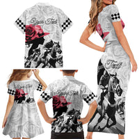 Kentucky Horse Racing Happy 151st Anniversary Family Matching Short Sleeve Bodycon Dress and Hawaiian Shirt Silhouette Girl Derby Hat With Rose LT01