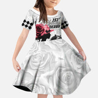 Kentucky Horse Racing Happy 151st Anniversary Kid Short Sleeve Dress Silhouette Girl Derby Hat With Rose LT01