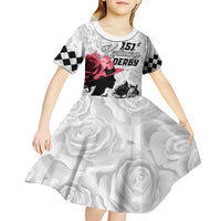 Kentucky Horse Racing Happy 151st Anniversary Kid Short Sleeve Dress Silhouette Girl Derby Hat With Rose LT01