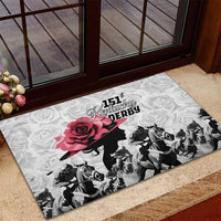 Kentucky Horse Racing Happy 151st Anniversary Rubber Doormat Silhouette Girl Derby Hat With Rose LT01