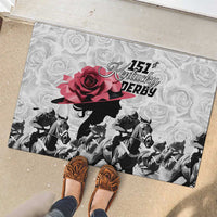 Kentucky Horse Racing Happy 151st Anniversary Rubber Doormat Silhouette Girl Derby Hat With Rose LT01