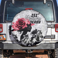 Kentucky Horse Racing Happy 151st Anniversary Spare Tire Cover Silhouette Girl Derby Hat With Rose LT01