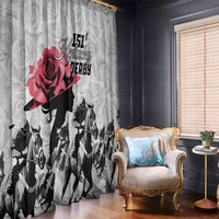 Kentucky Horse Racing Happy 151st Anniversary Window Curtain Silhouette Girl Derby Hat With Rose LT01