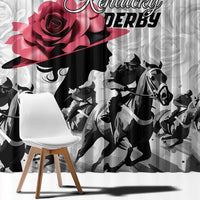 Kentucky Horse Racing Happy 151st Anniversary Window Curtain Silhouette Girl Derby Hat With Rose LT01