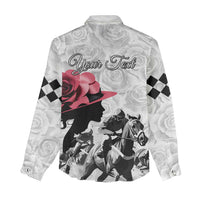 Kentucky Horse Racing Happy 151st Anniversary Women Casual Shirt Silhouette Girl Derby Hat With Rose LT01
