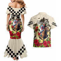 Kentucky Horse Racing Couples Matching Mermaid Dress and Hawaiian Shirt The Run for the Roses - Wonder Print Shop