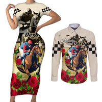 Kentucky Horse Racing Couples Matching Short Sleeve Bodycon Dress and Long Sleeve Button Shirt The Run for the Roses - Wonder Print Shop