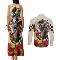 Kentucky Horse Racing Couples Matching Tank Maxi Dress and Long Sleeve Button Shirt The Run for the Roses - Wonder Print Shop