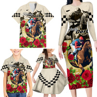 Kentucky Horse Racing Family Matching Long Sleeve Bodycon Dress and Hawaiian Shirt The Run for the Roses - Wonder Print Shop