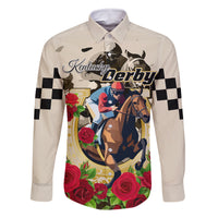 Kentucky Horse Racing Family Matching Off Shoulder Long Sleeve Dress and Hawaiian Shirt The Run for the Roses - Wonder Print Shop