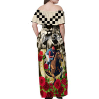 Kentucky Horse Racing Family Matching Off Shoulder Maxi Dress and Hawaiian Shirt The Run for the Roses - Wonder Print Shop