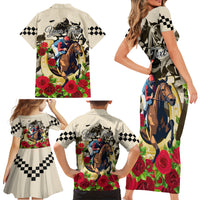 Kentucky Horse Racing Family Matching Short Sleeve Bodycon Dress and Hawaiian Shirt The Run for the Roses - Wonder Print Shop