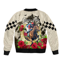 Kentucky Horse Racing Sleeve Zip Bomber Jacket The Run for the Roses - Wonder Print Shop